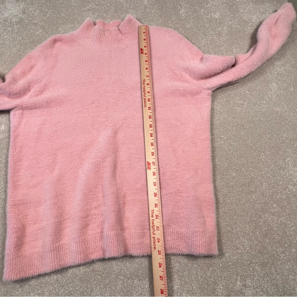 Lands' End Pink Soft Fuzzy Mock Neck Sweater Nylon/Cotton Blend Women's Large - Picture 7 of 12